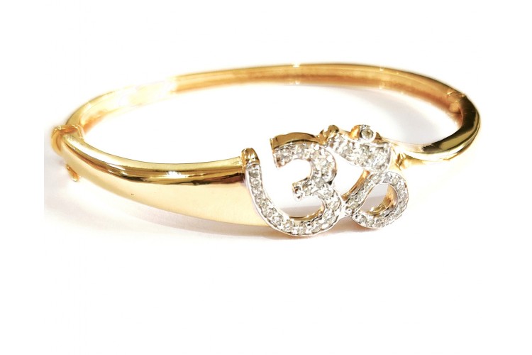 Porpitious Gold OM bangle with diamonds in 14k hallmarked gold