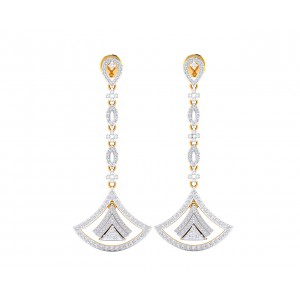 Rosa Long diamond dangle earrings in gold