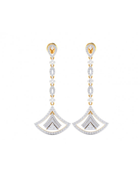 Rosa Long diamond dangle earrings in gold