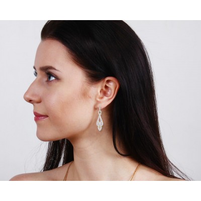 Rena Diamond Dangle drop earrings in Gold