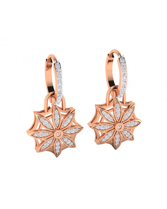 Reha Diamond floral earrings on diamond hoops