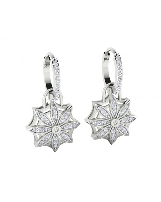 Reha Diamond floral earrings on diamond hoops