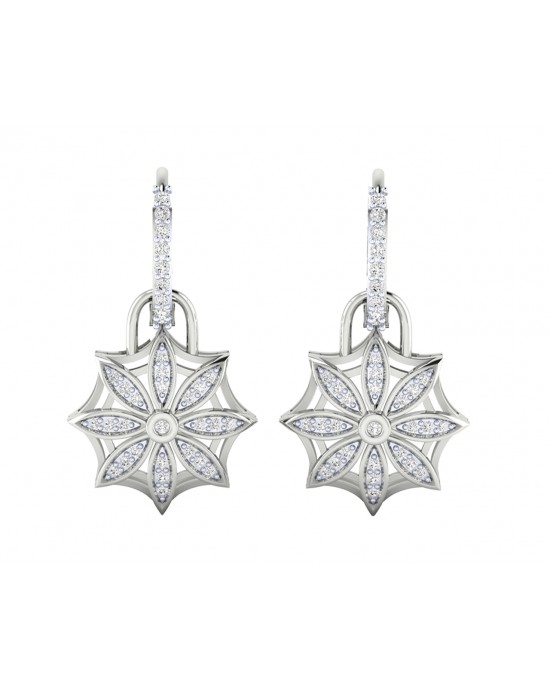 Reha Diamond floral earrings on diamond hoops