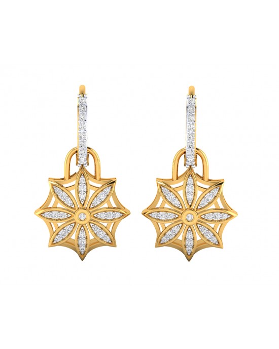 Reha Diamond floral earrings on diamond hoops