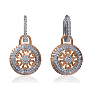 Saba Diamond Dangle earrings on diamond hoops in gold