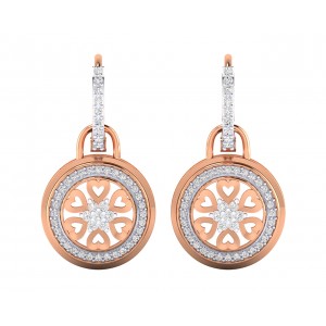 Saba Diamond Dangle earrings on diamond hoops in gold
