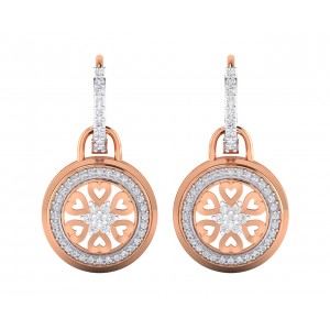 Saba Diamond Dangle earrings on diamond hoops in gold