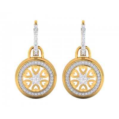 Saba Diamond Dangle earrings on diamond hoops in gold