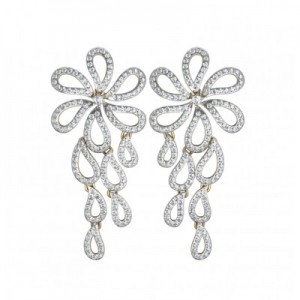 Long Diamond Floral Earring