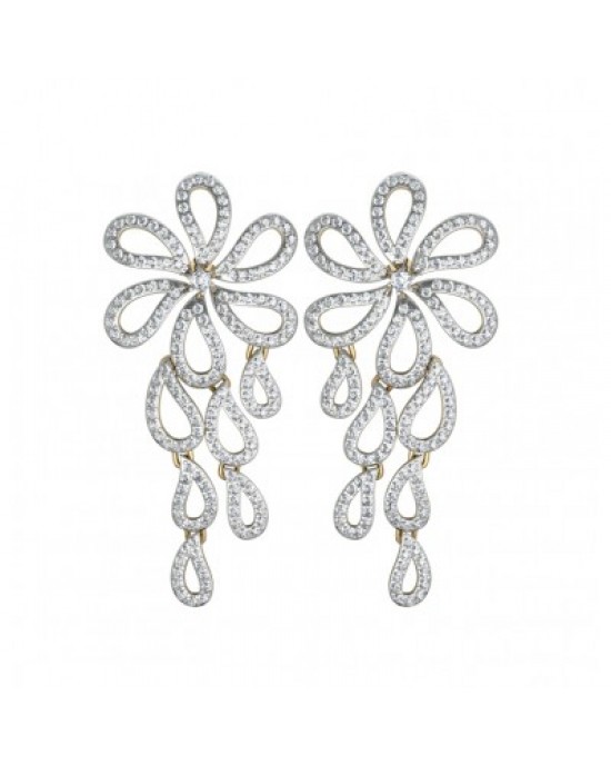 Long Diamond Floral Earring