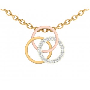 Amy Diamond Pendant in tricolor gold with diamonds