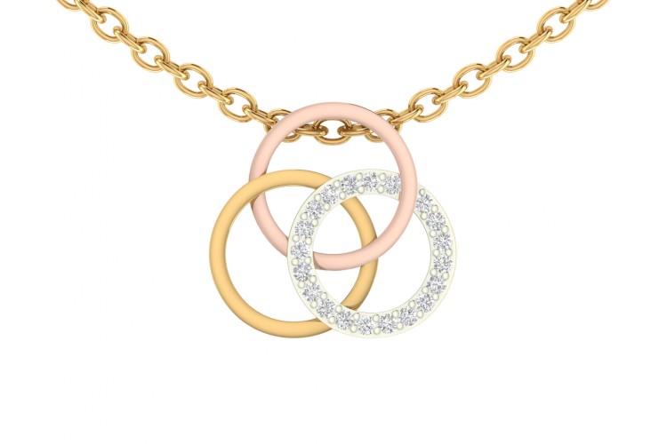 Amy Diamond Pendant in tricolor gold with diamonds
