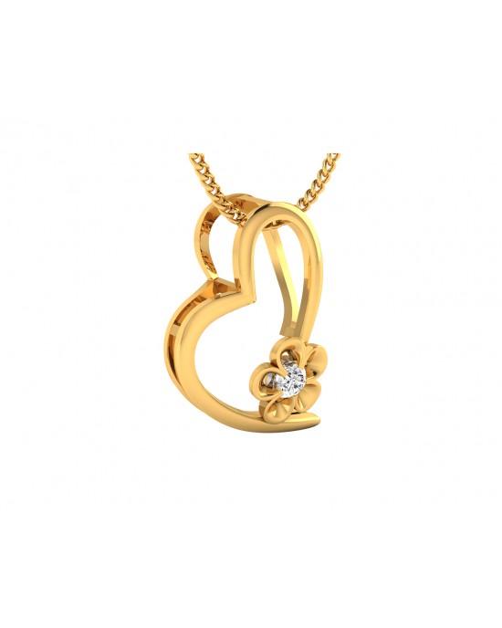 Valentine's diamond heart pendant in gold