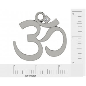 Silver Om Pendant with single diamond