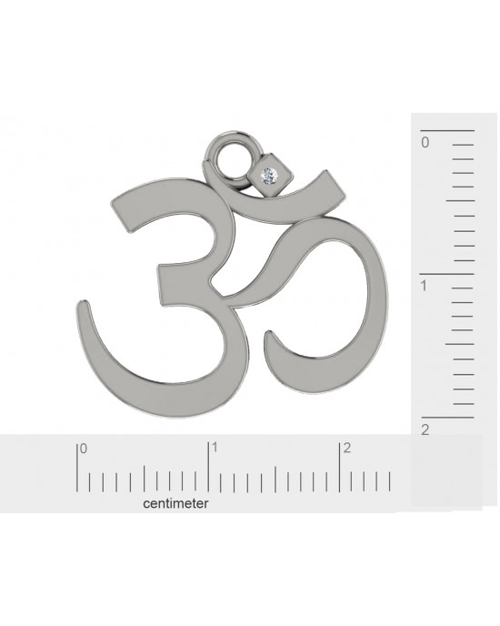 Silver Om Pendant with single diamond