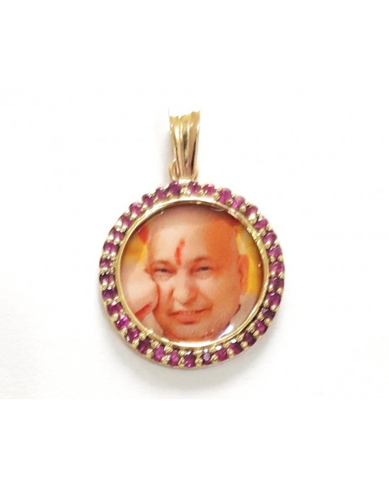 Guruji swaroop pendant with rubies in gold