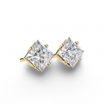 Princess Lab Grown Diamond Solitaire Ear Studs in Gold
