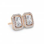 Jenna Radiant Cut Lab Diamond Solitaire Earrings with Diamond Halo