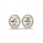 Heena Lab Diamond Oval shape Solitaire Diamond Earrings with diamond Halo