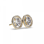 Heena Lab Diamond Oval shape Solitaire Diamond Earrings with diamond Halo