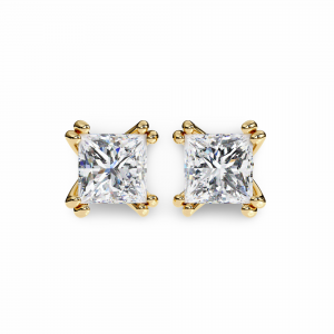 Ava Princess Cut Lab Grown Diamond Solitaire Earrings in gold