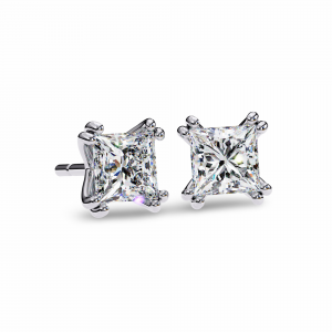 Ava Princess Cut Lab Grown Diamond Solitaire Earrings in gold