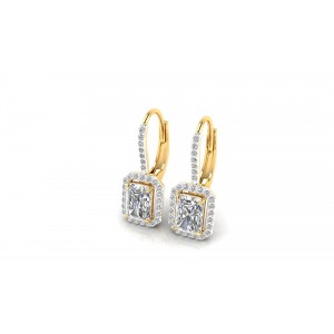 Mia Lab Grown Radiant Cut diamond solitaires earring set in gold   