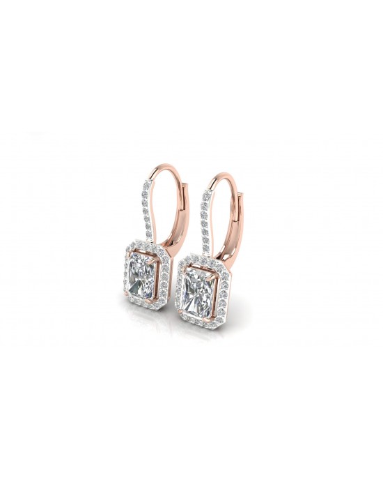 Mia Lab Grown Radiant Cut diamond solitaires earring set in gold   