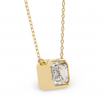 Lana Emerald Cut Lab Grown Diamond Solitaire Pendant on gold chain