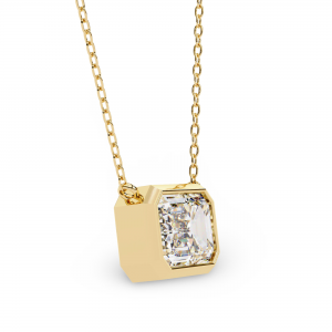 Lana Emerald Cut Lab Grown Diamond Solitaire Pendant on gold chain