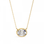Tina Lab Grown Oval Shape Diamond Solitaire Pendant on gold chain