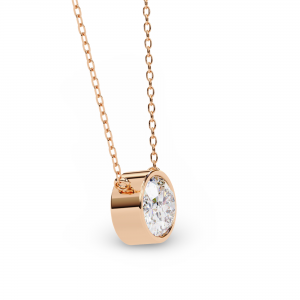 Tina Lab Grown Oval Shape Diamond Solitaire Pendant on gold chain
