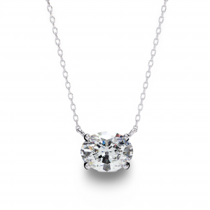Olivia Oval Shape Lab Grown Diamond Solitaire Pendant on gold chain