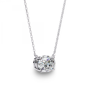 Olivia Oval Shape Lab Grown Diamond Solitaire Pendant on gold chain