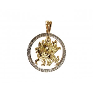 Jai Maa Durga Pendant in Gold with diamonds