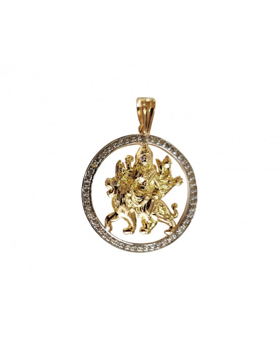 Jai Maa Durga Pendant in Gold with diamonds