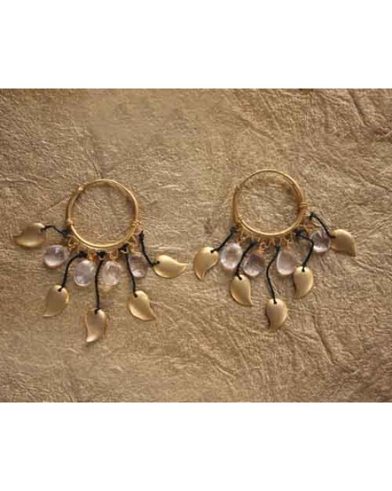 Gold Earrings with Rose Quarts
