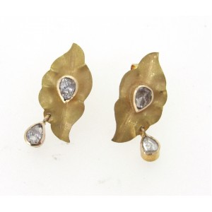 Gold Leaf Earring with Polki