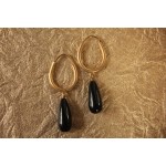 Gold Hoop Earrings with Black Onyx