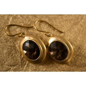 Gold Earring with Smokey Quartz