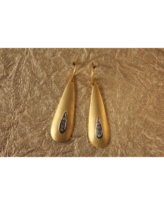 Gold Earrings & Diamonds in Oxidised Setting