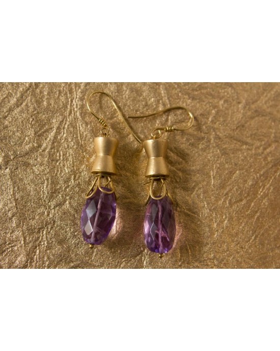 Gold Earrings with Amethyst 