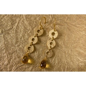 Gold Earrings with Citrine