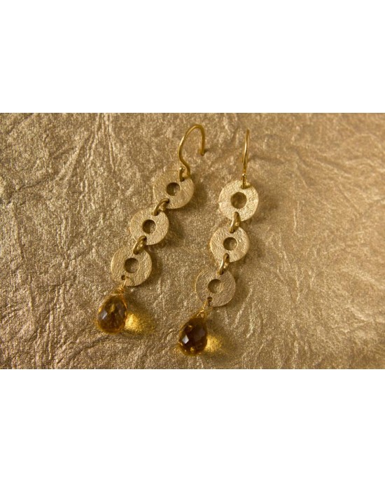 Gold Earrings with Citrine