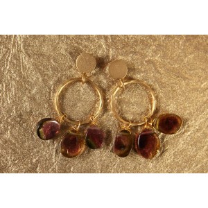 Gold Hoop Earrings with Tourmaline