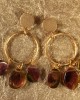 Gold Hoop Earrings with Tourmaline