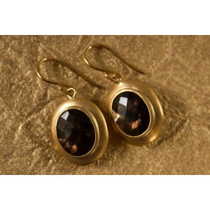 Gold Earring with Smokey Quartz