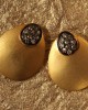 Gold Earstuds with Diamonds in Oxidised Setting