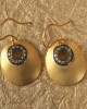 Gold Earrings with Diamonds in Oxidised Look