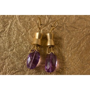 Gold Earrings with Amethyst 